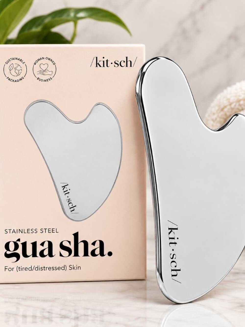 Kitsch Stainless Steel Guasha Tool for Face - Silver